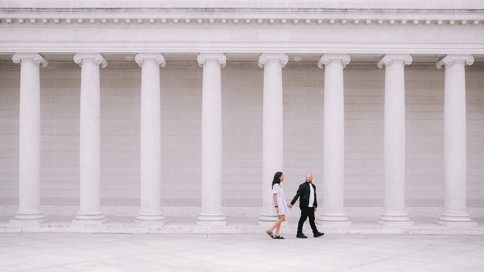 Couple sharing a portrait after their Legion of Honor proposal