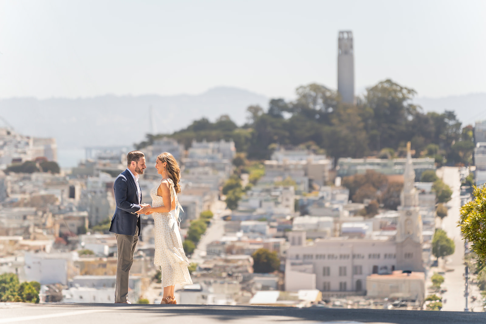 Surprise proposal at Coit Tower in San Francisco